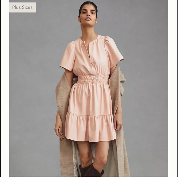 Anthropologie The Somerset Mini Dress faux leather edition blush pink XS - Picture 5 of 13